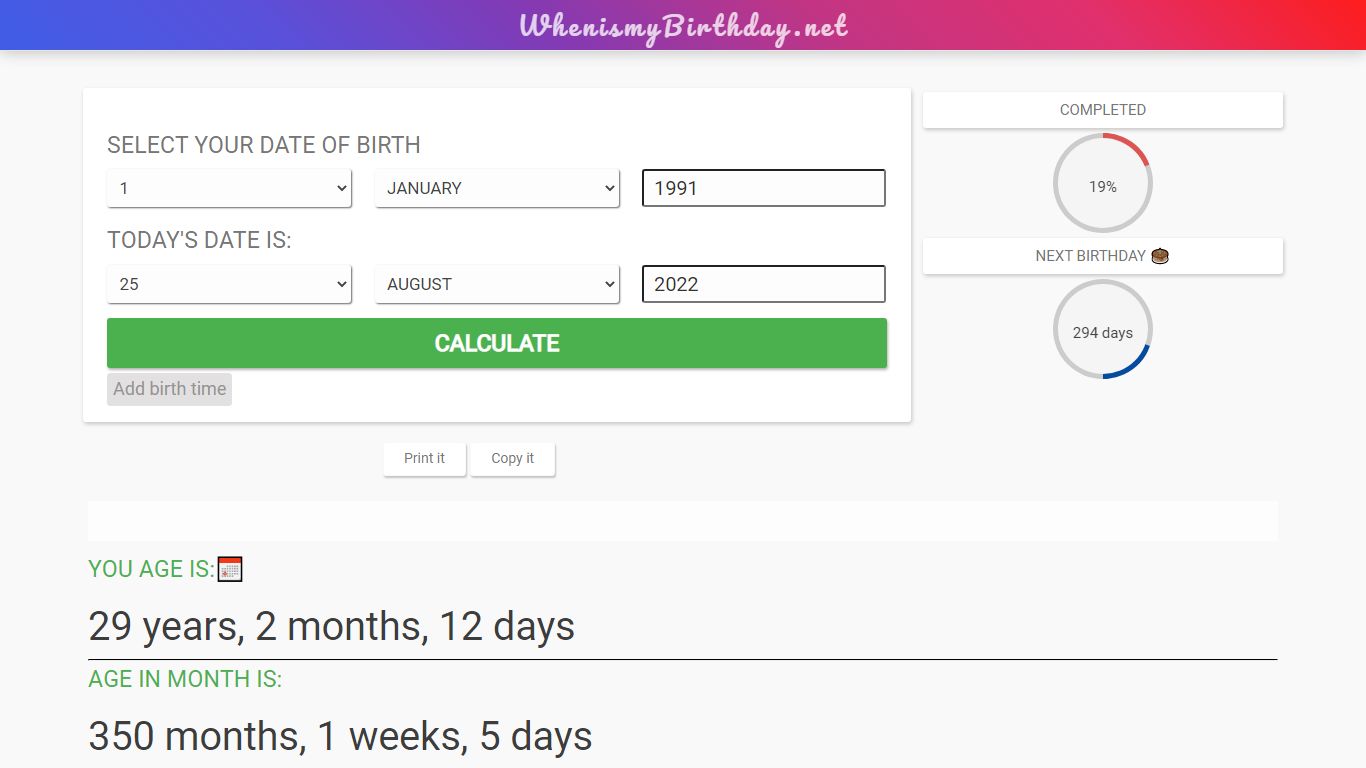 When is My Birthday - 🎂 Calculator 2022
