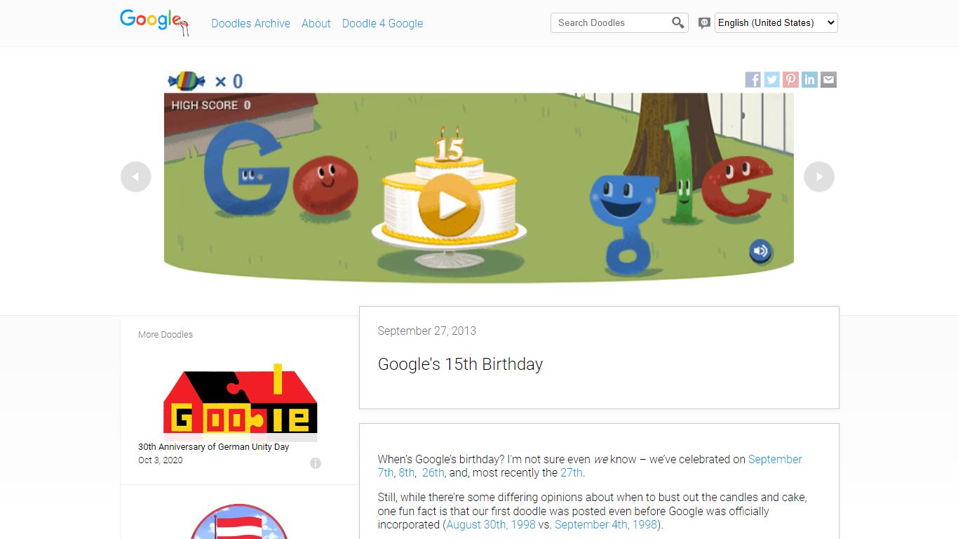 Google's 15th Birthday